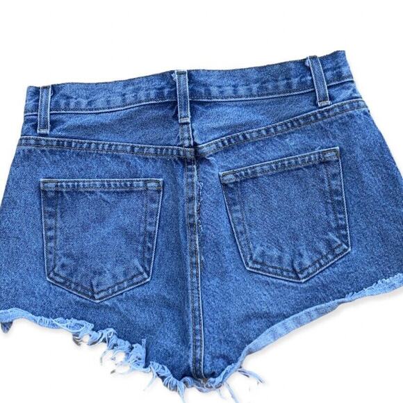 John Galt California Women Shorts Button Fly Frayed Distressed Blue Denim Size M - Picture 2 of 8